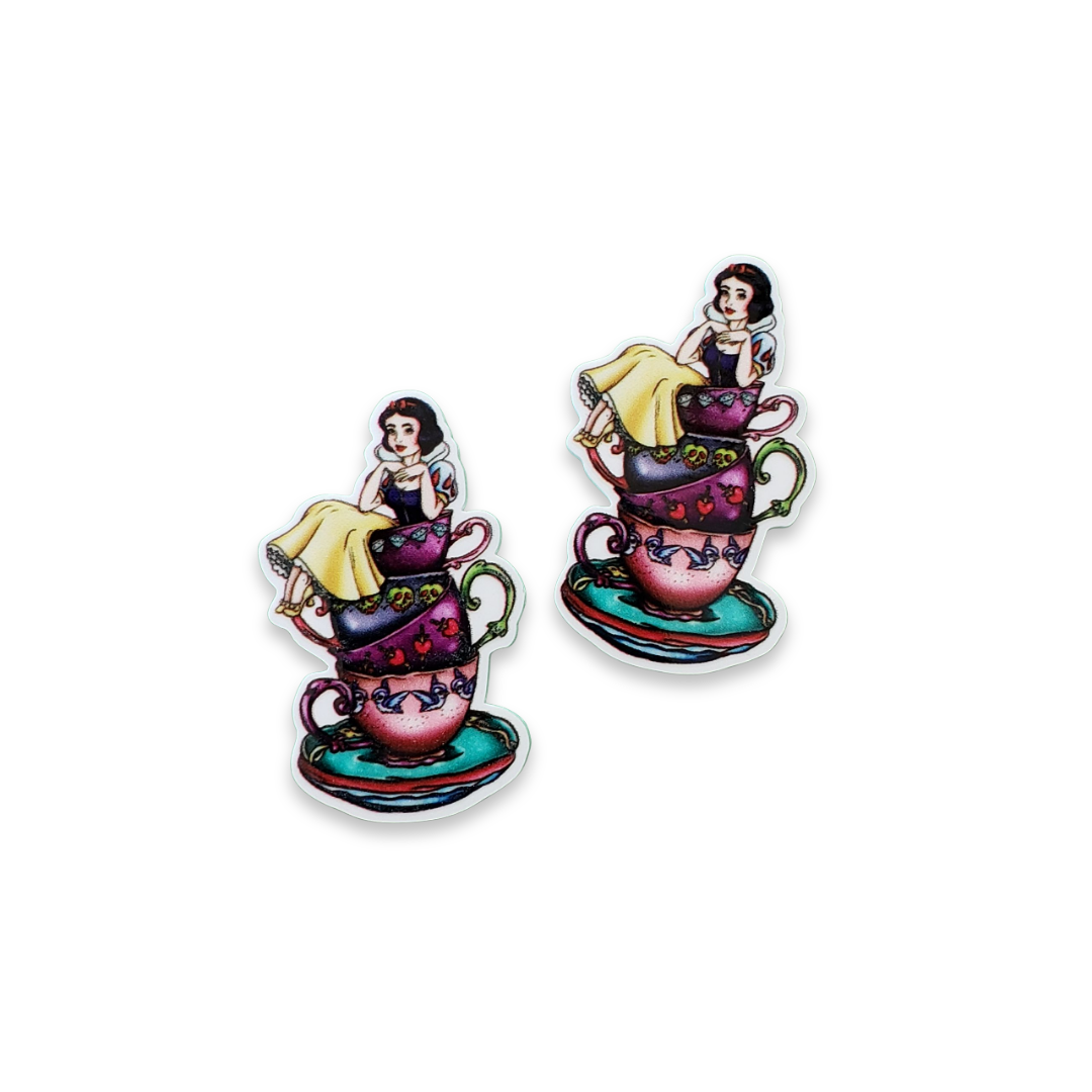 2pc Snow White Teacup Planar Resin Kolorwondercrafts 