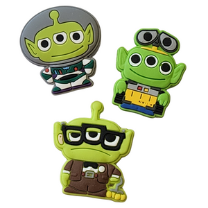 3pc Green Alien Shoe Charms