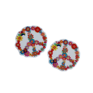 2pc Floral Peace Sign Planar Resin