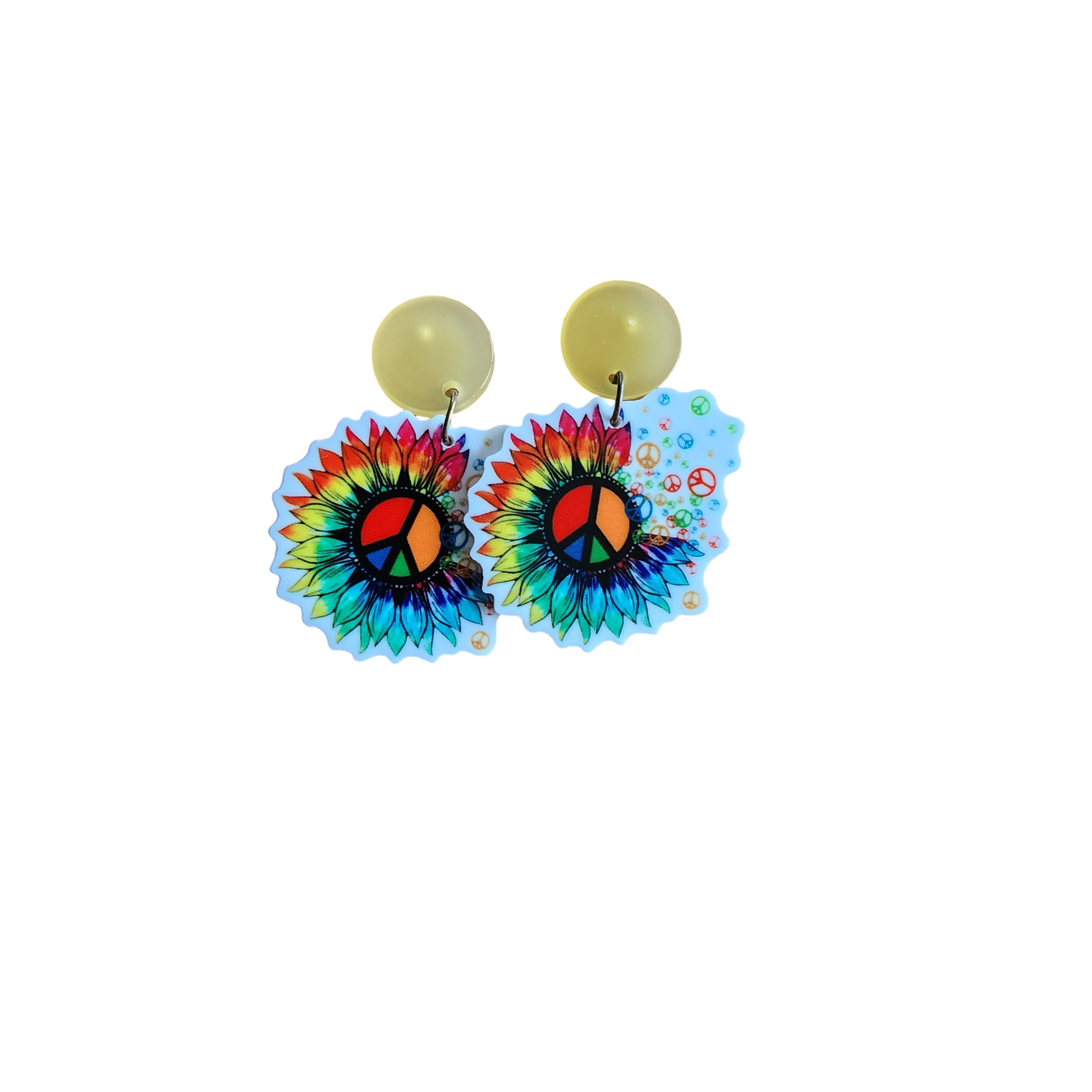 Rainbow Peace Sign Drop Earrings