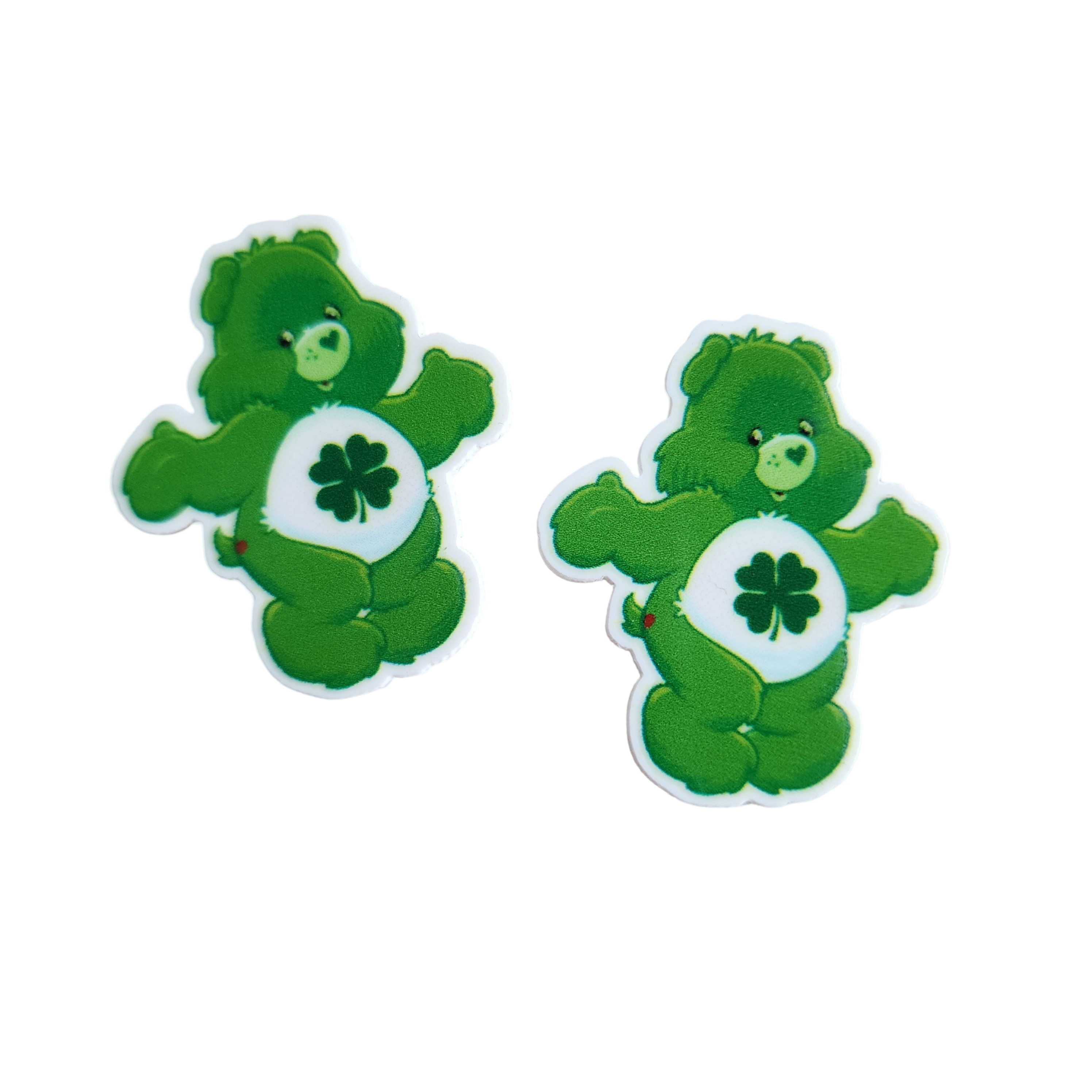 2pc Green Lucky Bear Planar Resin