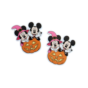 2pc Halloween Mouse Pumpkin Planar Resin