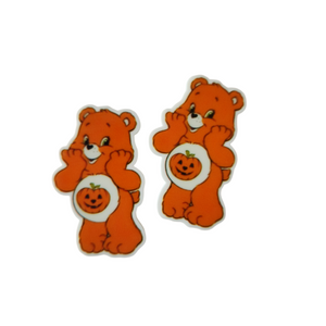 2pc Orange Pumpkin Bear Planar Resin