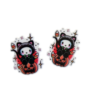 2pc Black Cat Kitty Planar Resin