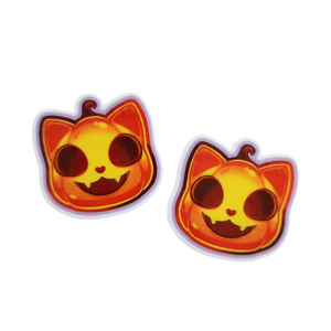 2pc Pumpkin Cat Head Planar Resin