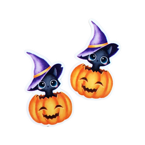 2pc Black Cat Halloween Planar Resin