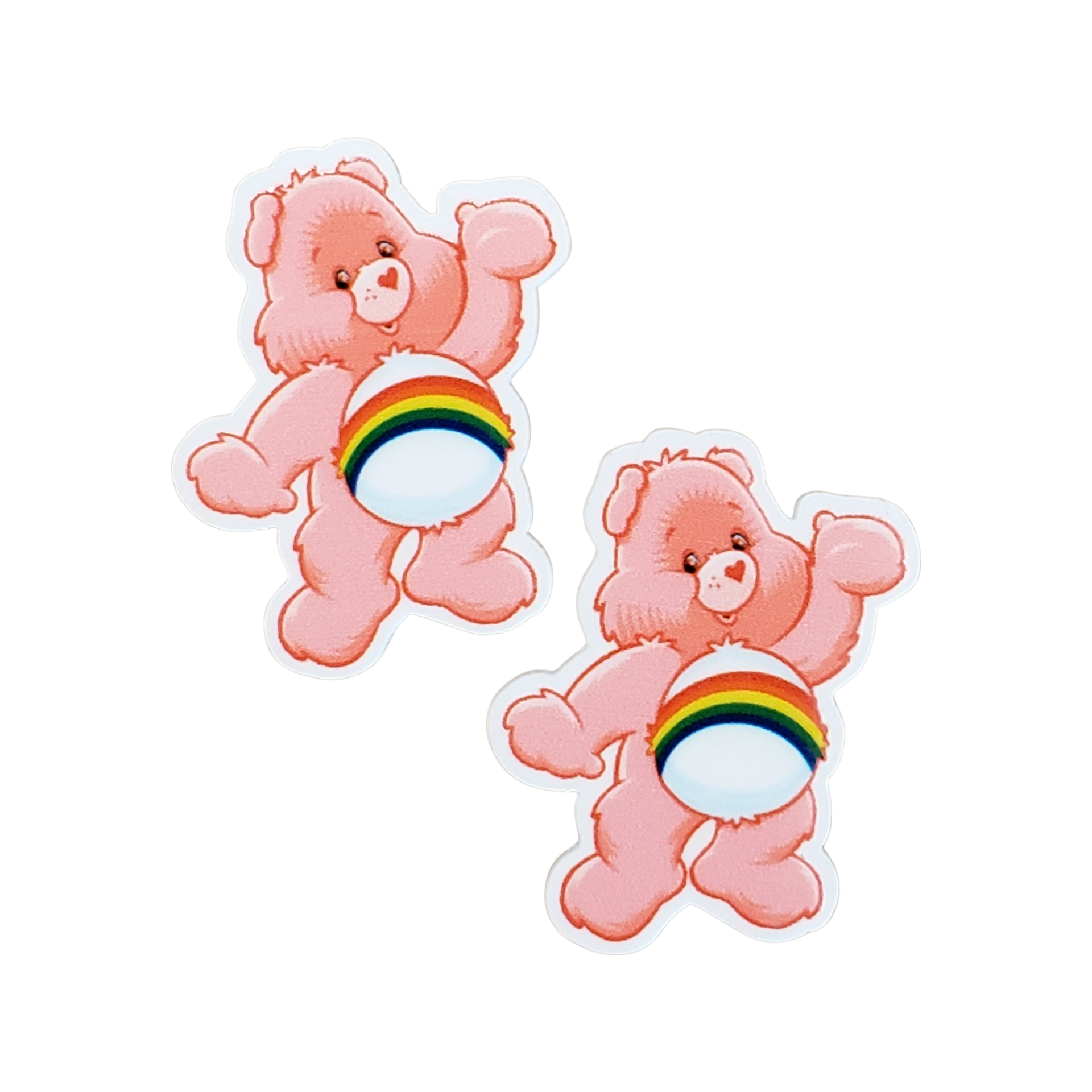 2pc Pink Care Bear Planar Resin