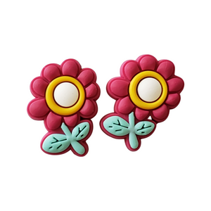 2pc Maroon Flowers Soft PVC Resin