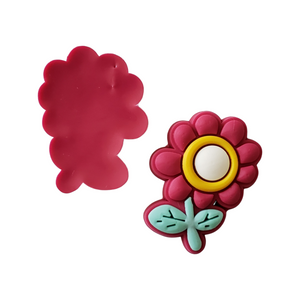 2pc Maroon Flowers Soft PVC Resin