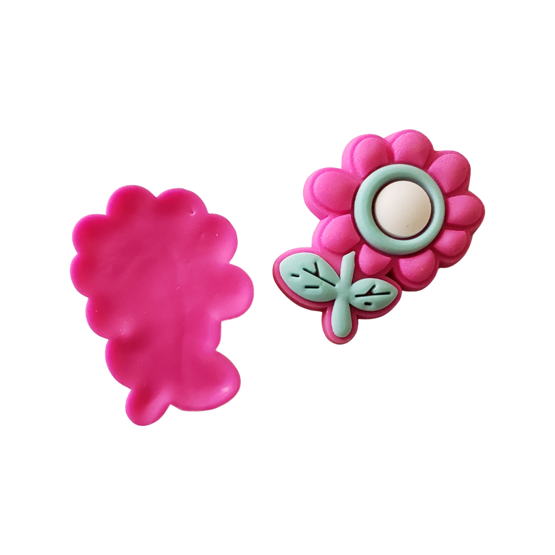 2pc Pink Flowers Soft PVC Resin