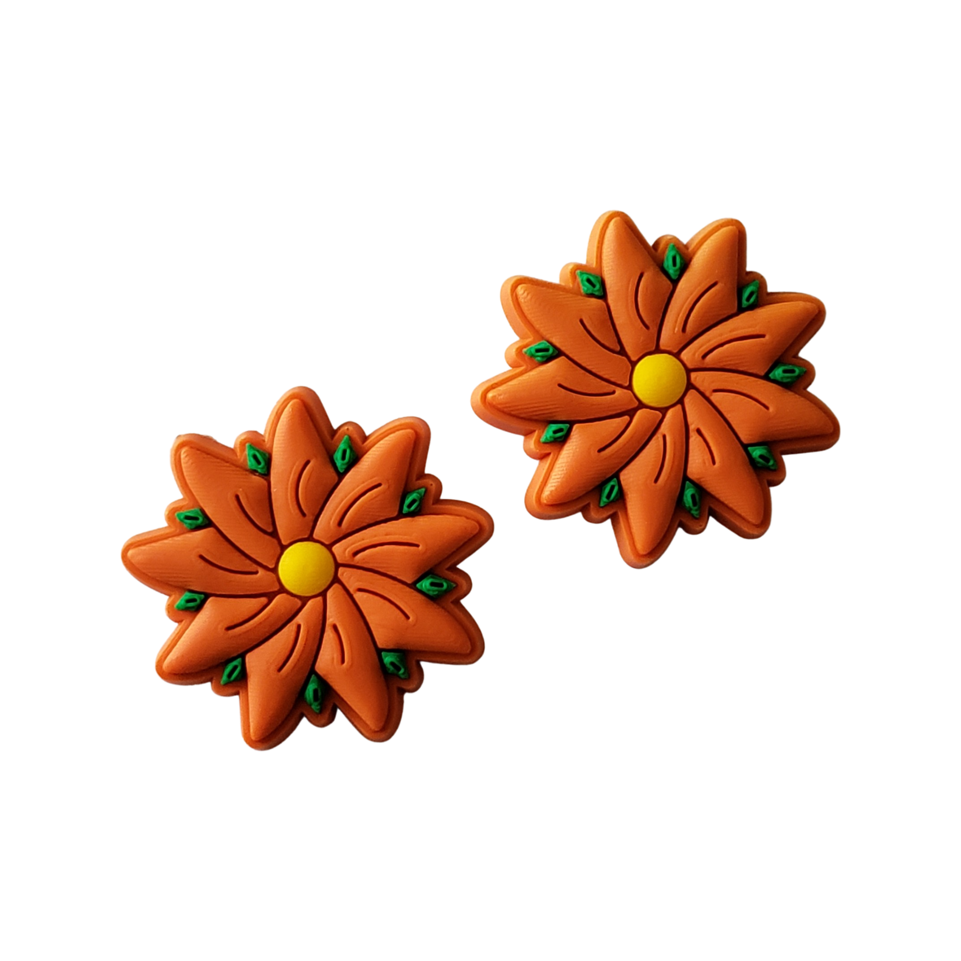 2pc Orange Spring Flower Soft PVC Resin