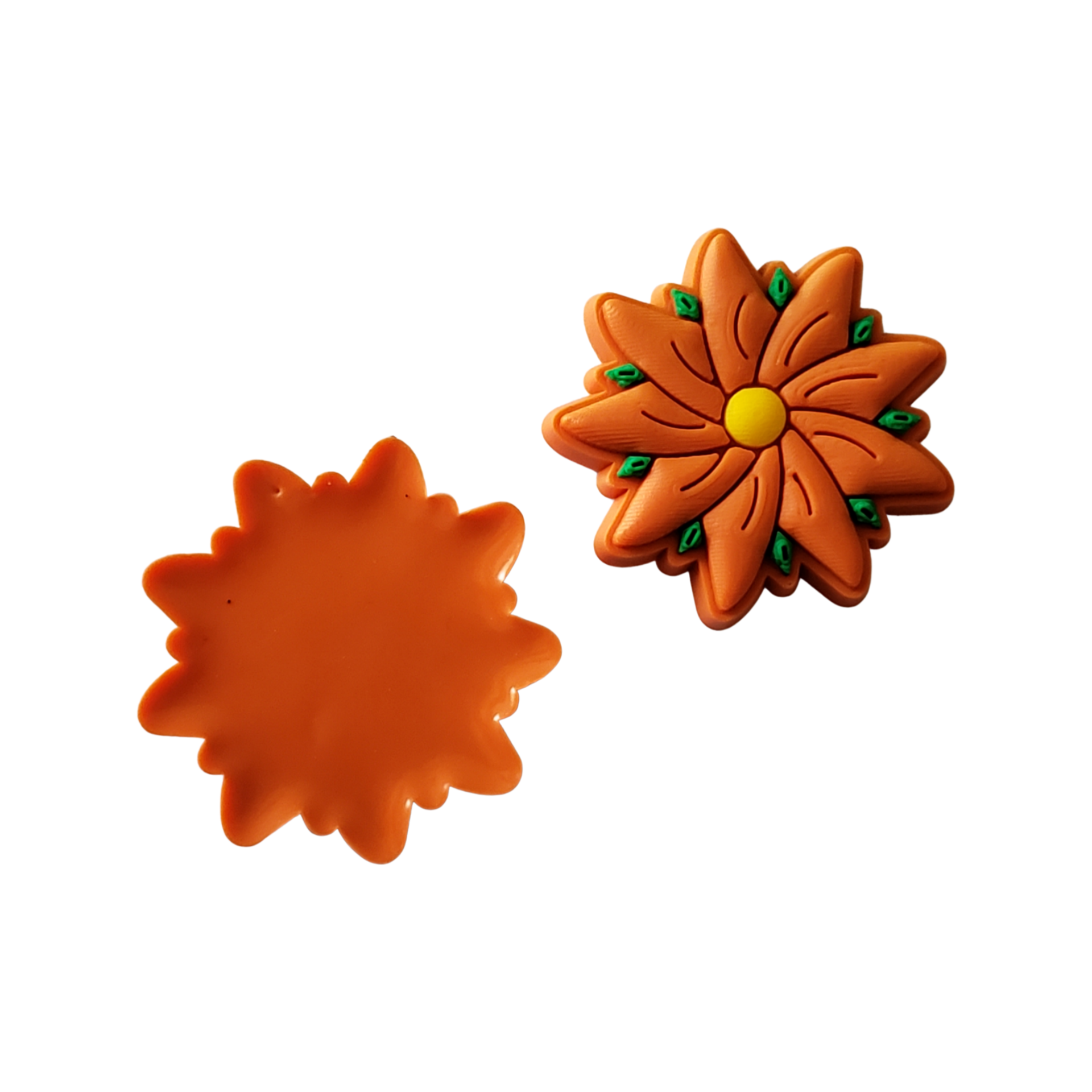 2pc Orange Spring Flower Soft PVC Resin