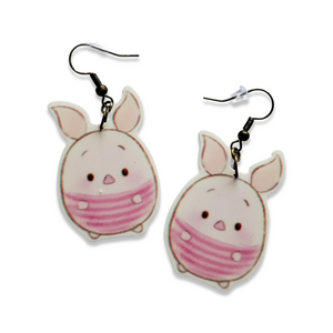 Pink Pig Drop Earrings