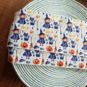 1.5" Witchy Halloween Printed Grosgrain Ribbon