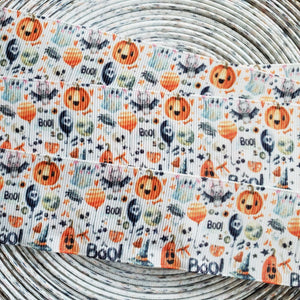 1.5" Halloween Ghost Printed Grosgrain Ribbon