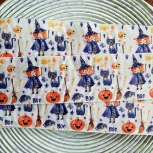 1.5" Witchy Halloween Printed Grosgrain Ribbon