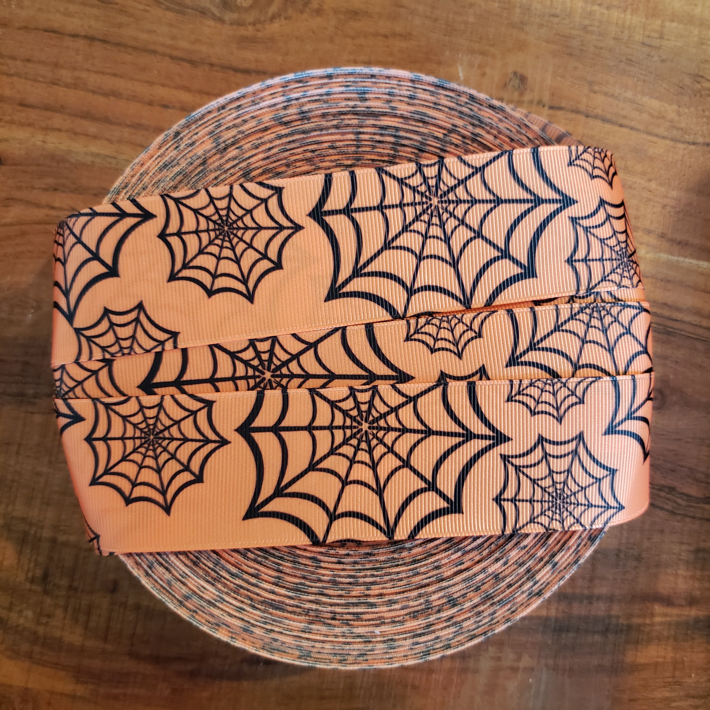 1.5" Spider Web Halloween Printed Ribbon