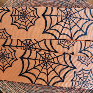 1.5" Spider Web Halloween Printed Ribbon