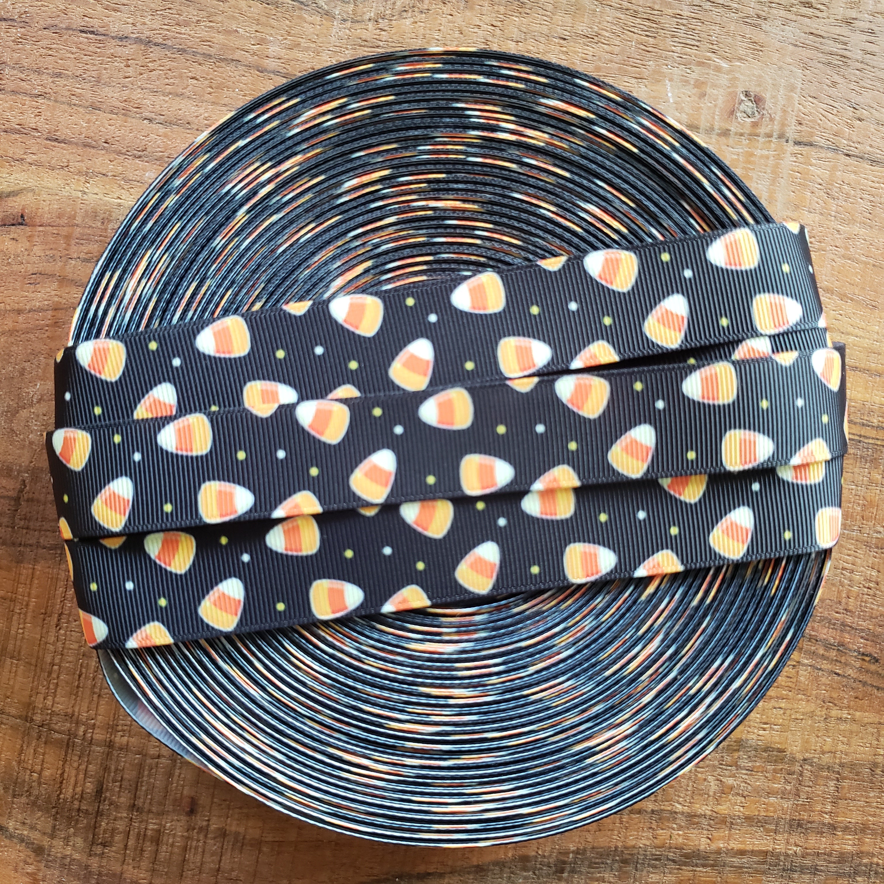 7/8" Candy Corn Printed Grosgrain Ribbon