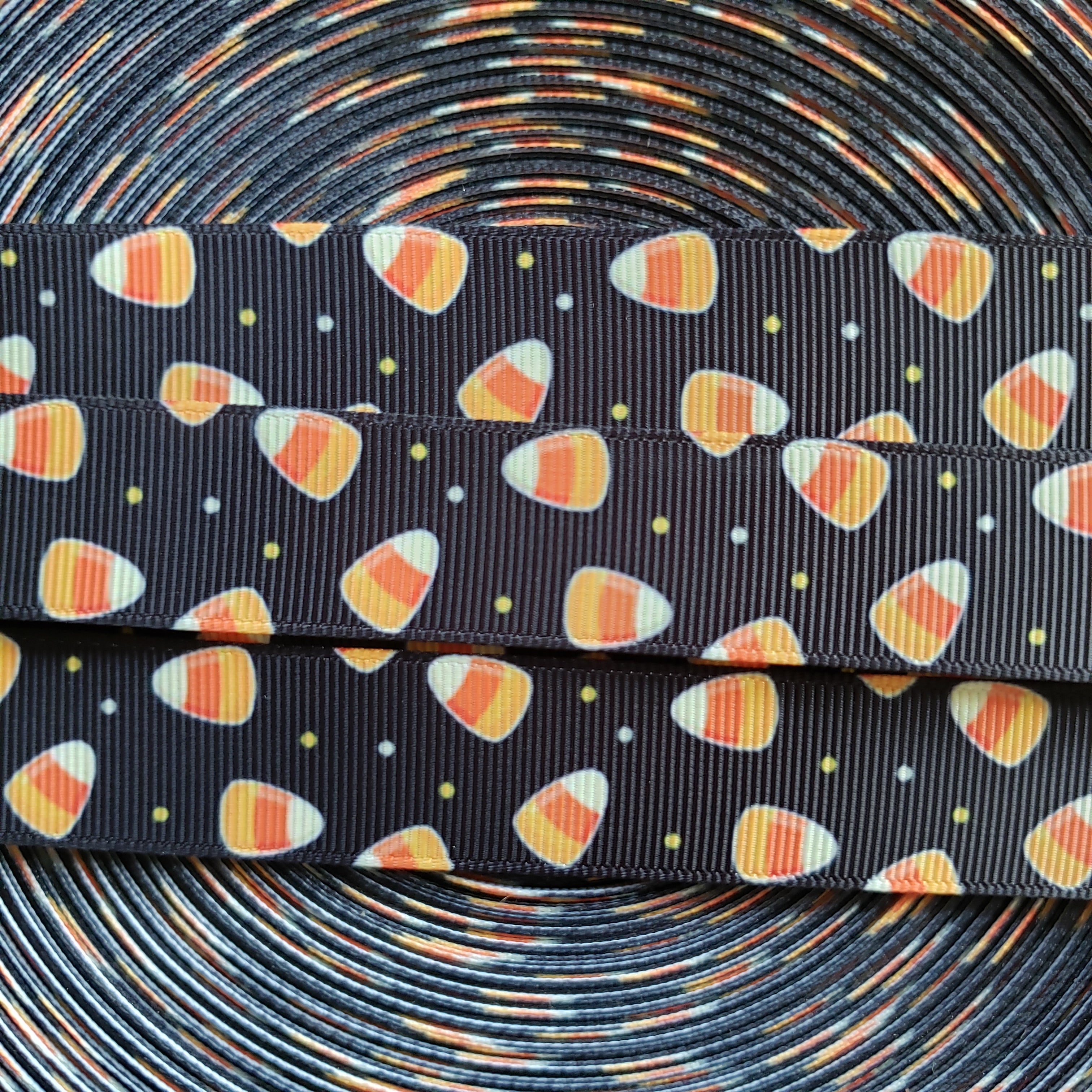 7/8" Candy Corn Printed Grosgrain Ribbon