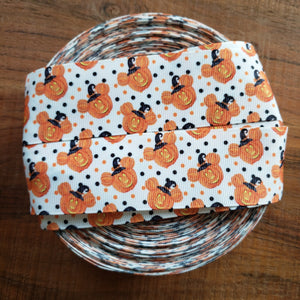 1.5" Halloween Pumpkin Mouse Printed Grosgrain Ribbon