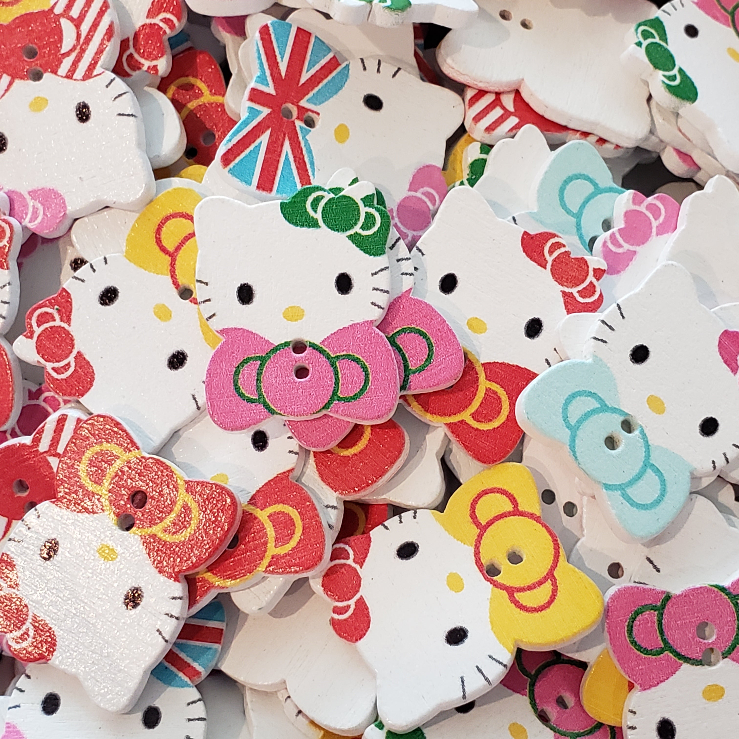 10pc Assorted Kawaii Kitty Wooden Buttons