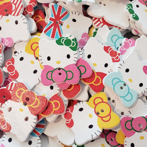 10pc Assorted Kawaii Kitty Wooden Buttons