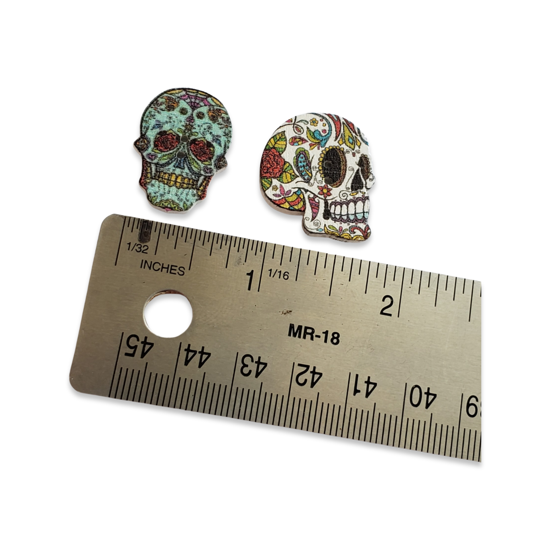 10pc Assorted Sugar Skull Wooden Buttons