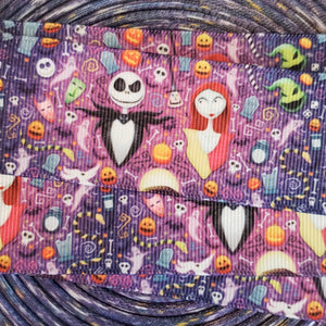 1.5" Jack and Sally Printed Grosgrain Ribbon