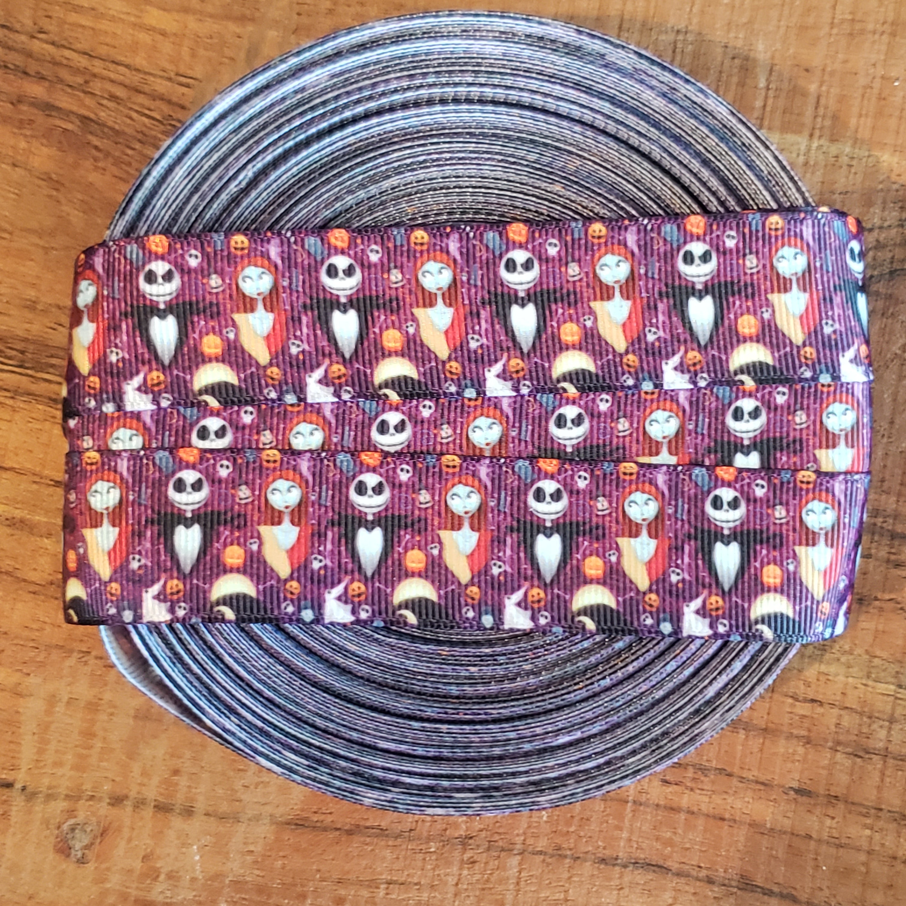 1" Jack and Sally Printed Grosgrain Ribbon