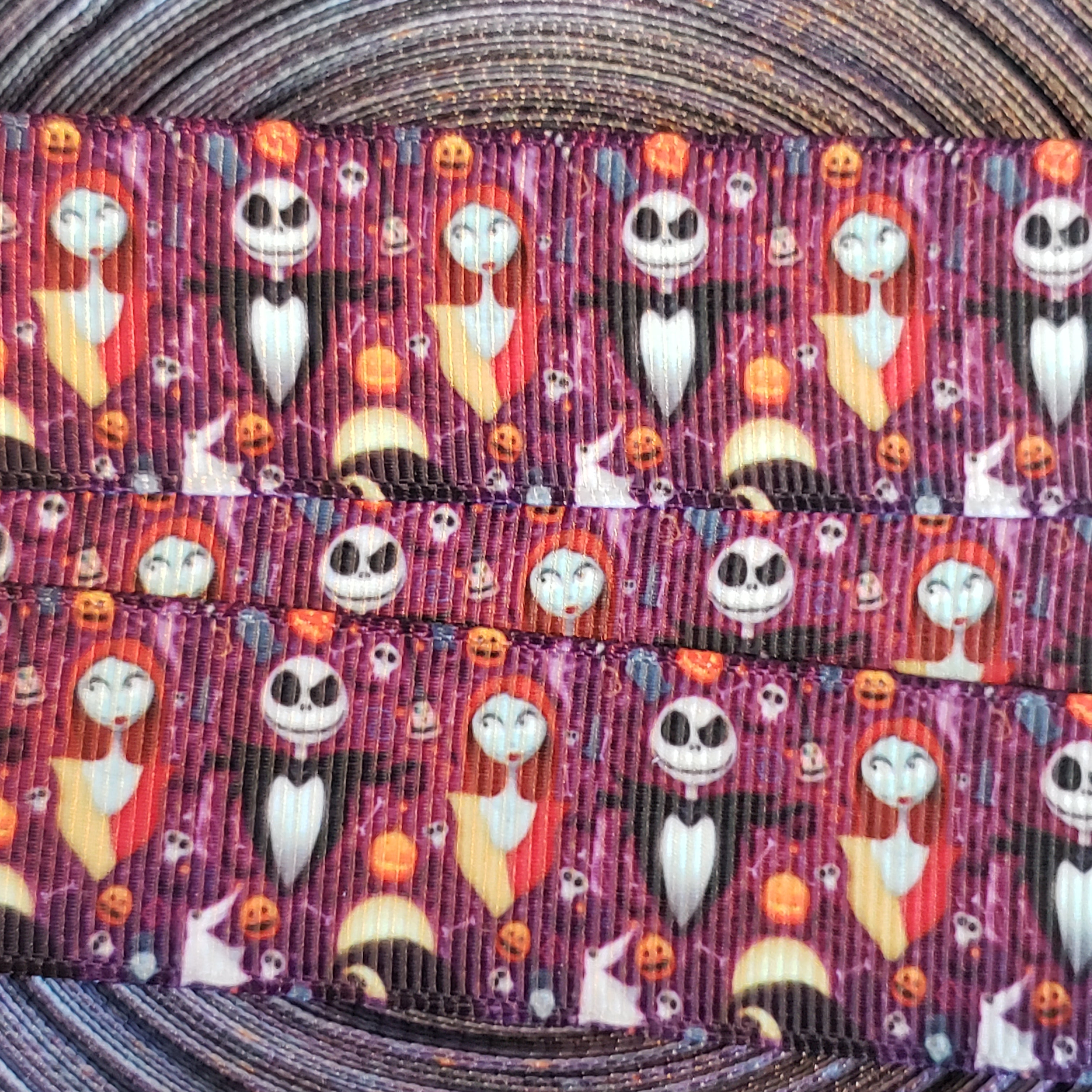 1" Jack and Sally Printed Grosgrain Ribbon