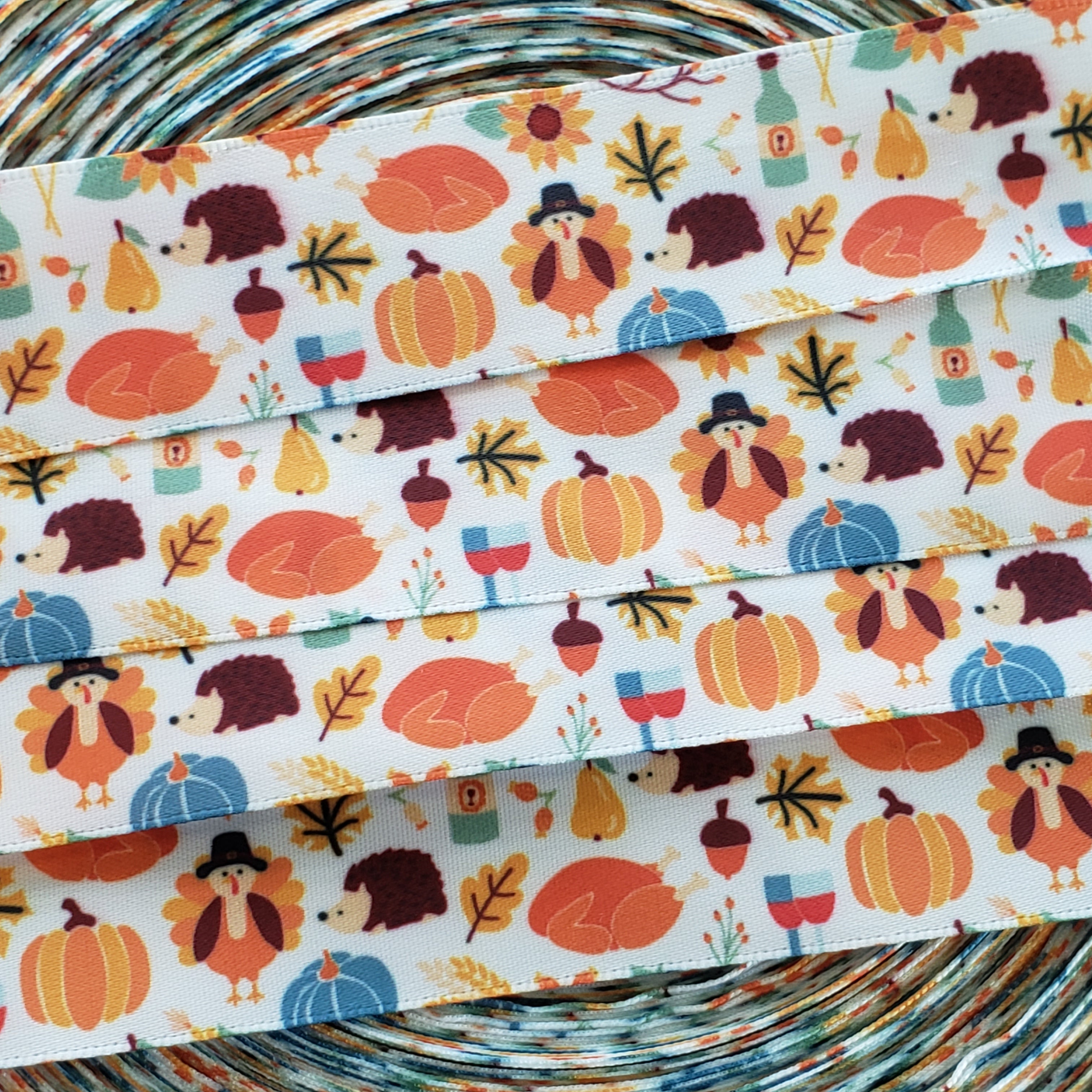 1" Thanksgiving Printed Satin Ribbon