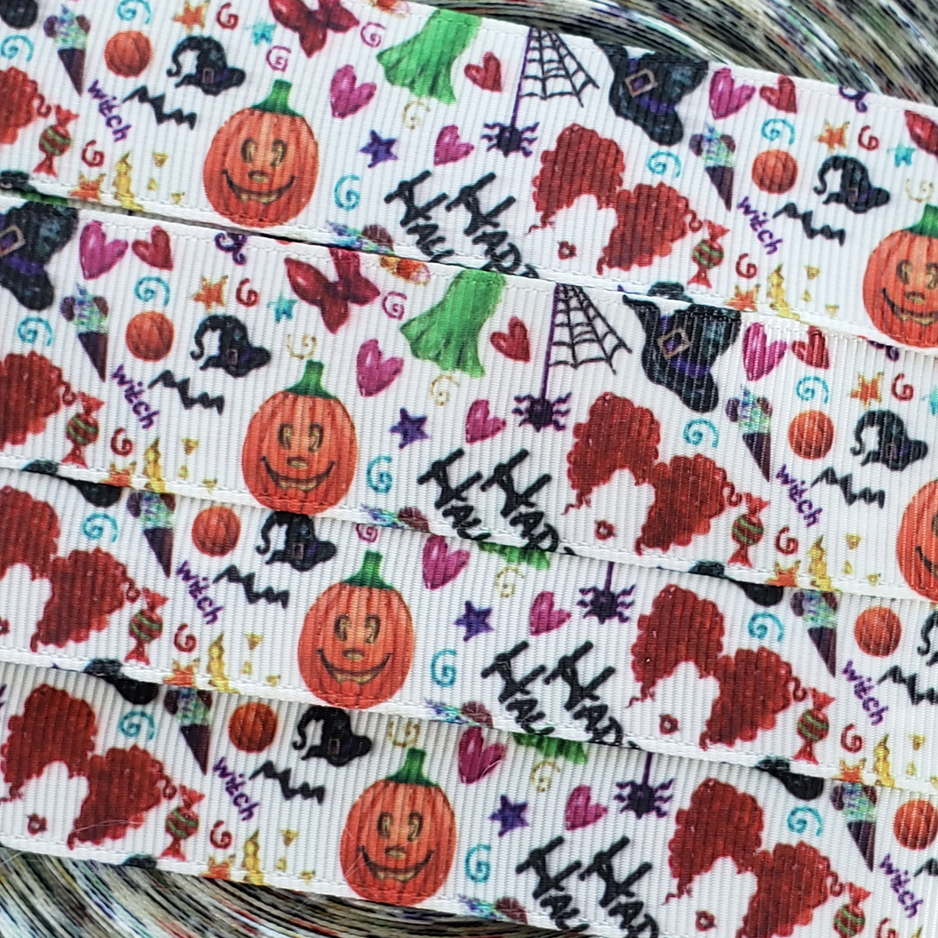 7/8" Happy Halloween Printed Grosgrain Ribbon