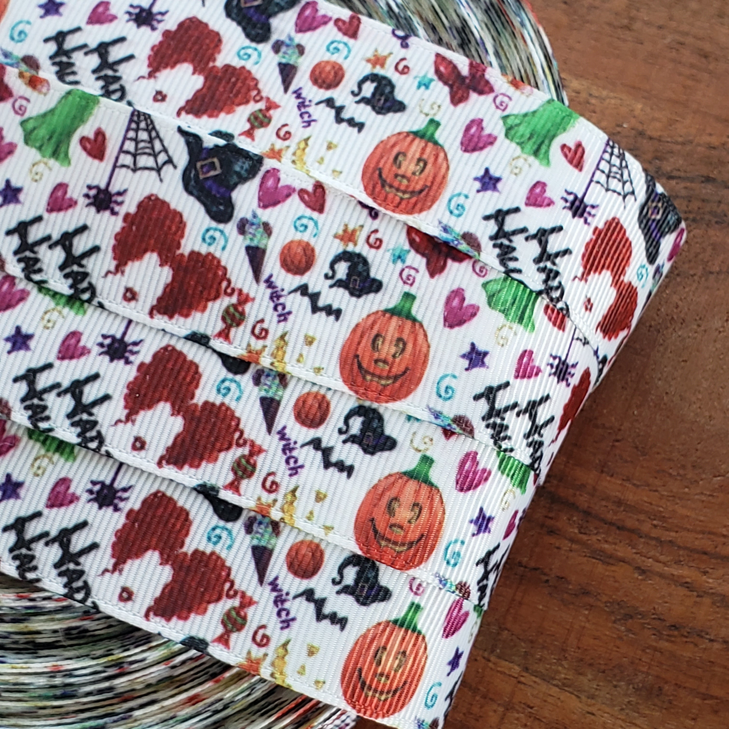 7/8" Happy Halloween Printed Grosgrain Ribbon