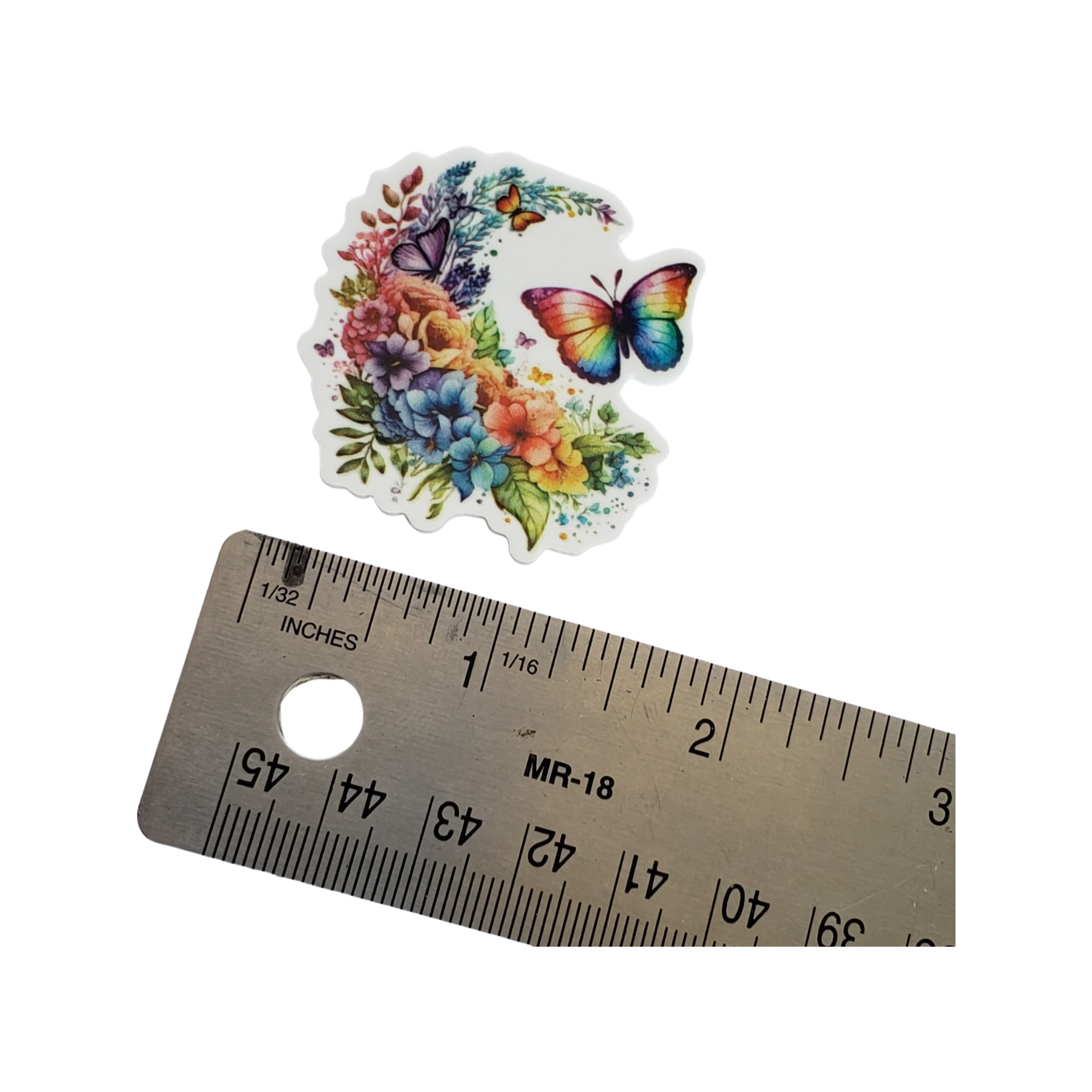 2pc Rainbow Floral Butterfly Planar Resin