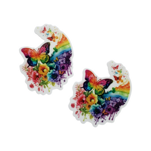 2pc Rainbow Butterfly Planar Resin