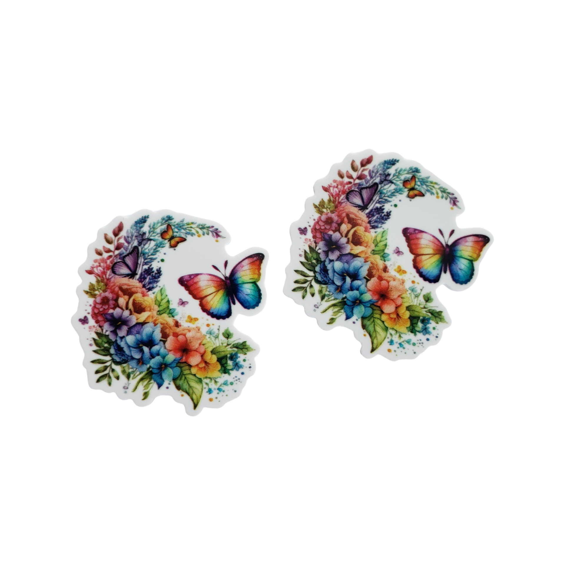 2pc Rainbow Floral Butterfly Planar Resin