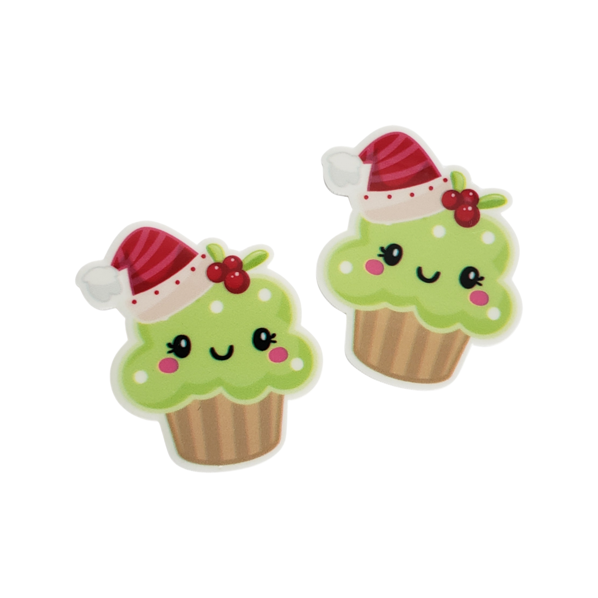 2pc Green Christmas Cupcake Planar Resin