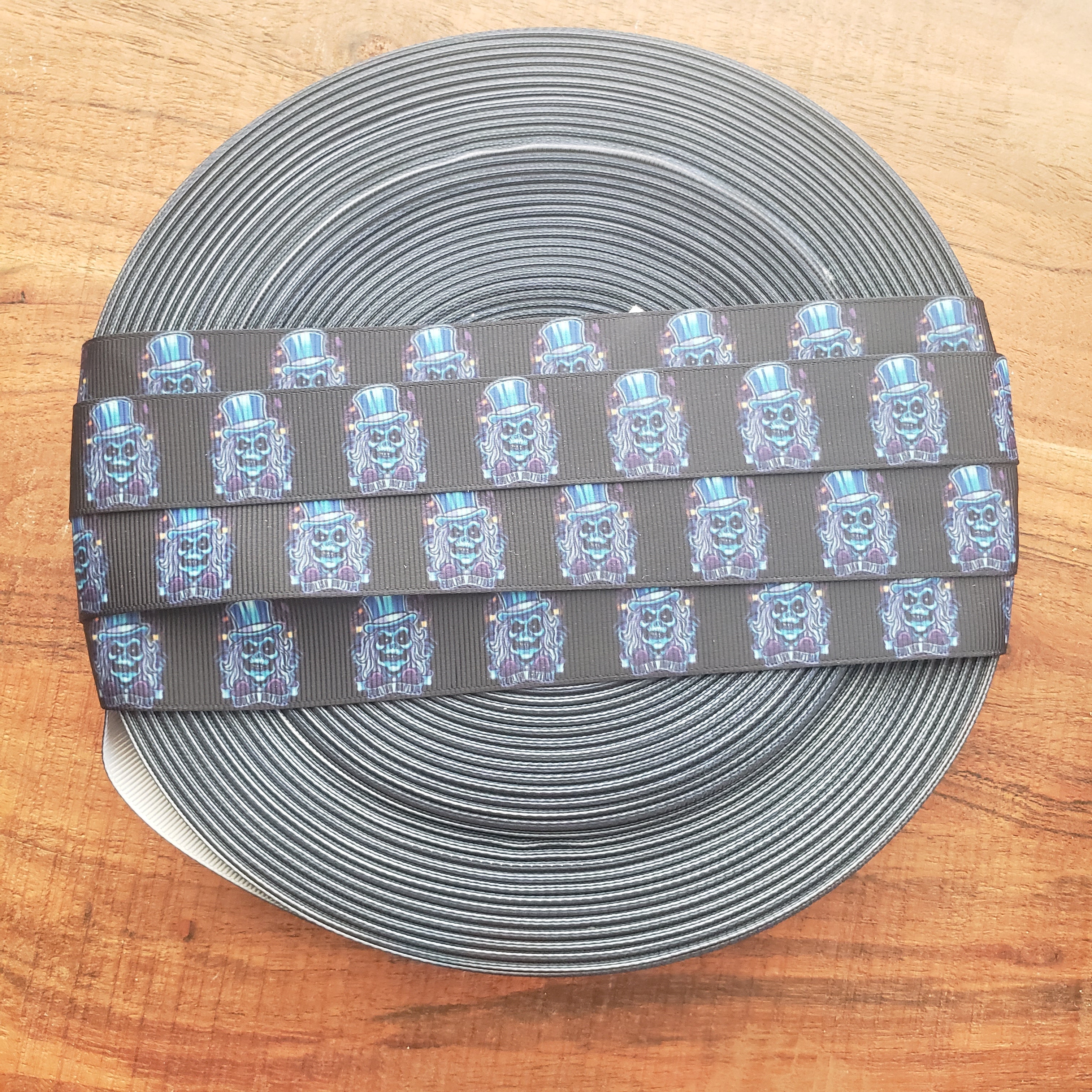 1" Haunted Mansion Ghost Printed Grosgrain Ribbon