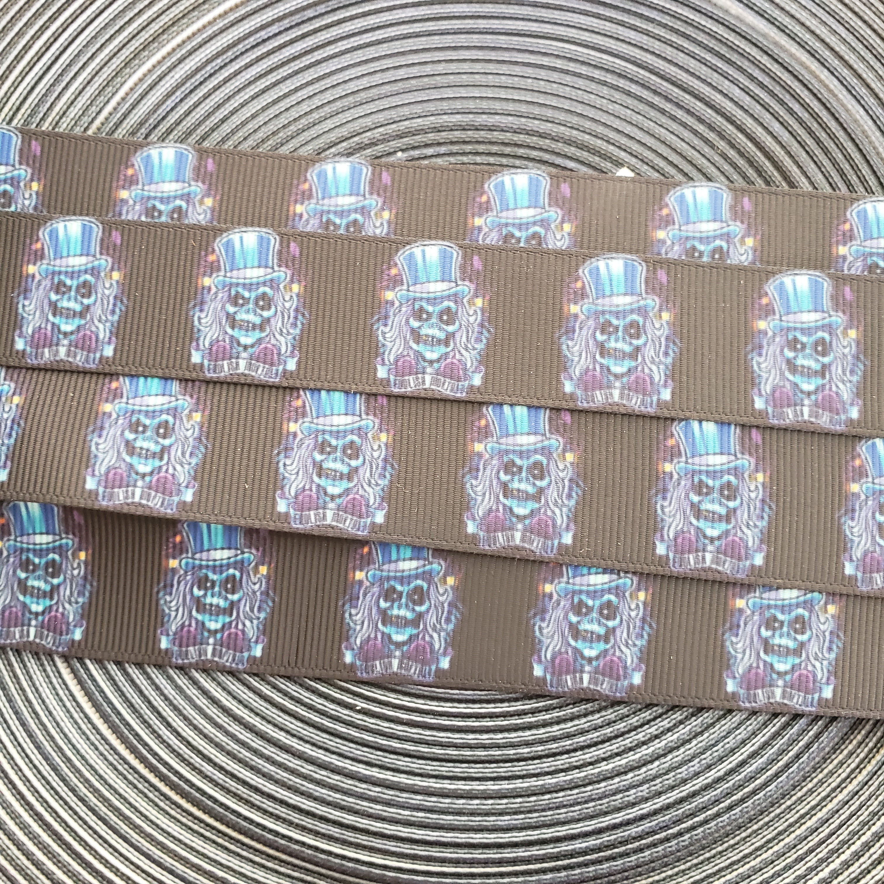 1" Haunted Mansion Ghost Printed Grosgrain Ribbon