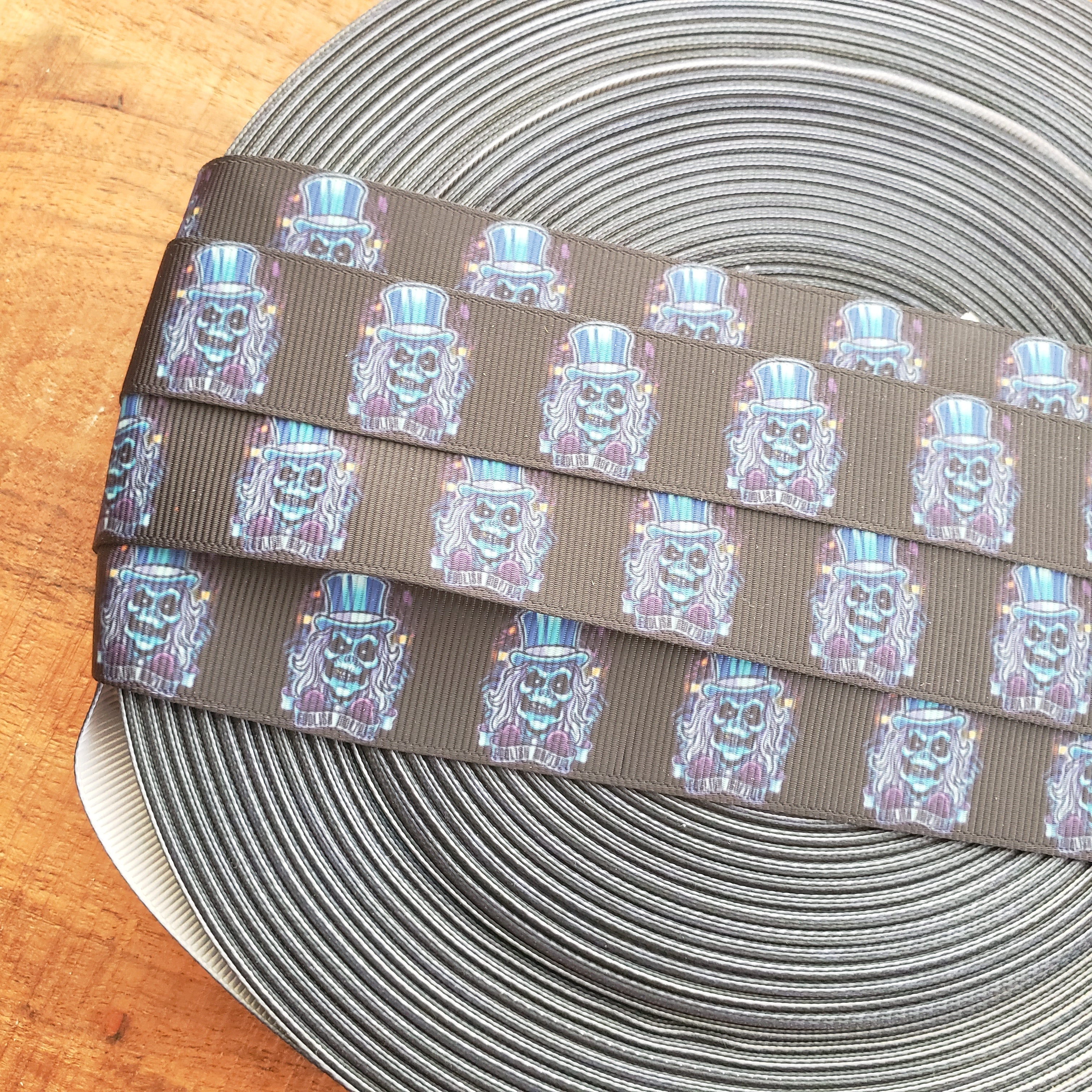 1" Haunted Mansion Ghost Printed Grosgrain Ribbon