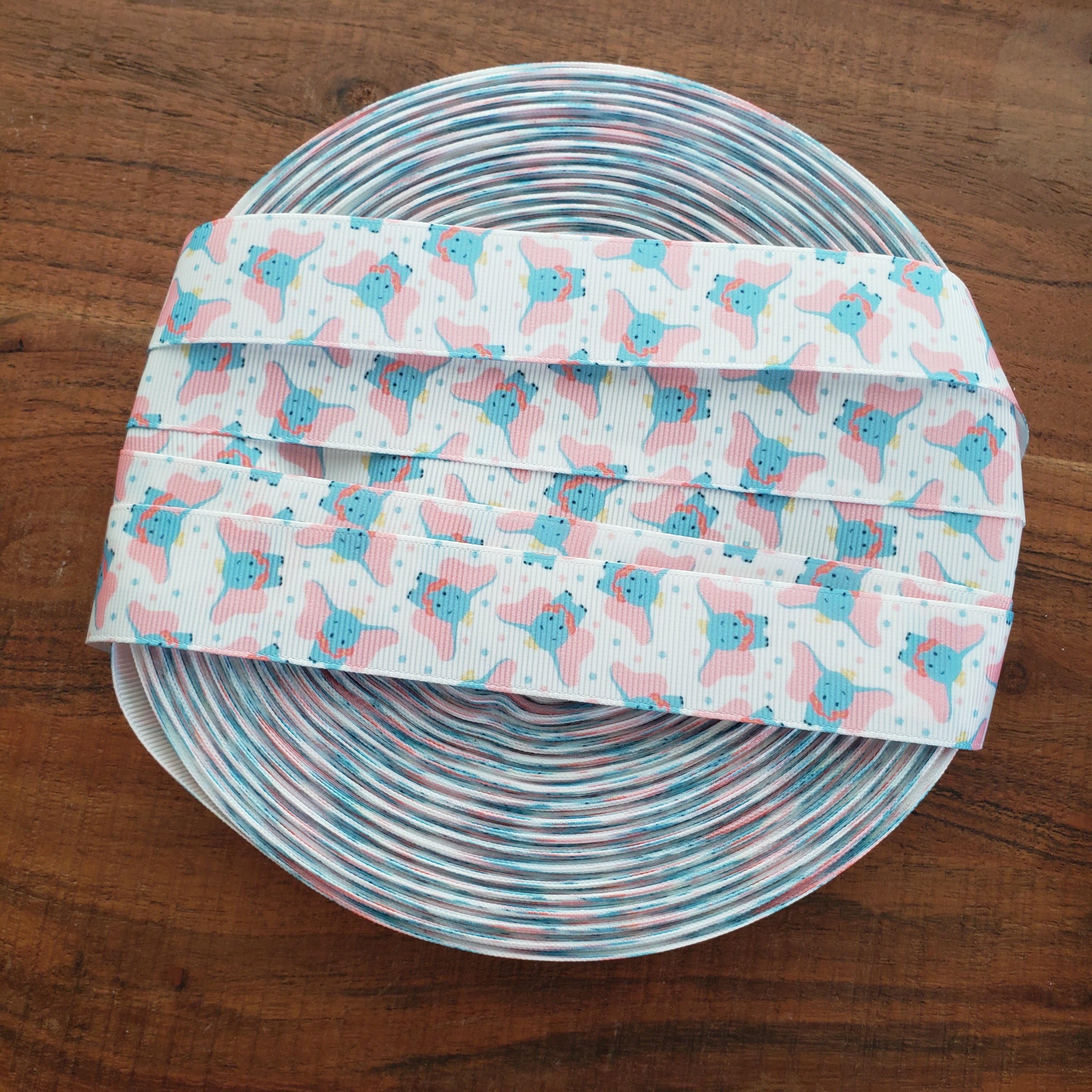 1" Elephant Printed Grosgrain Ribbon