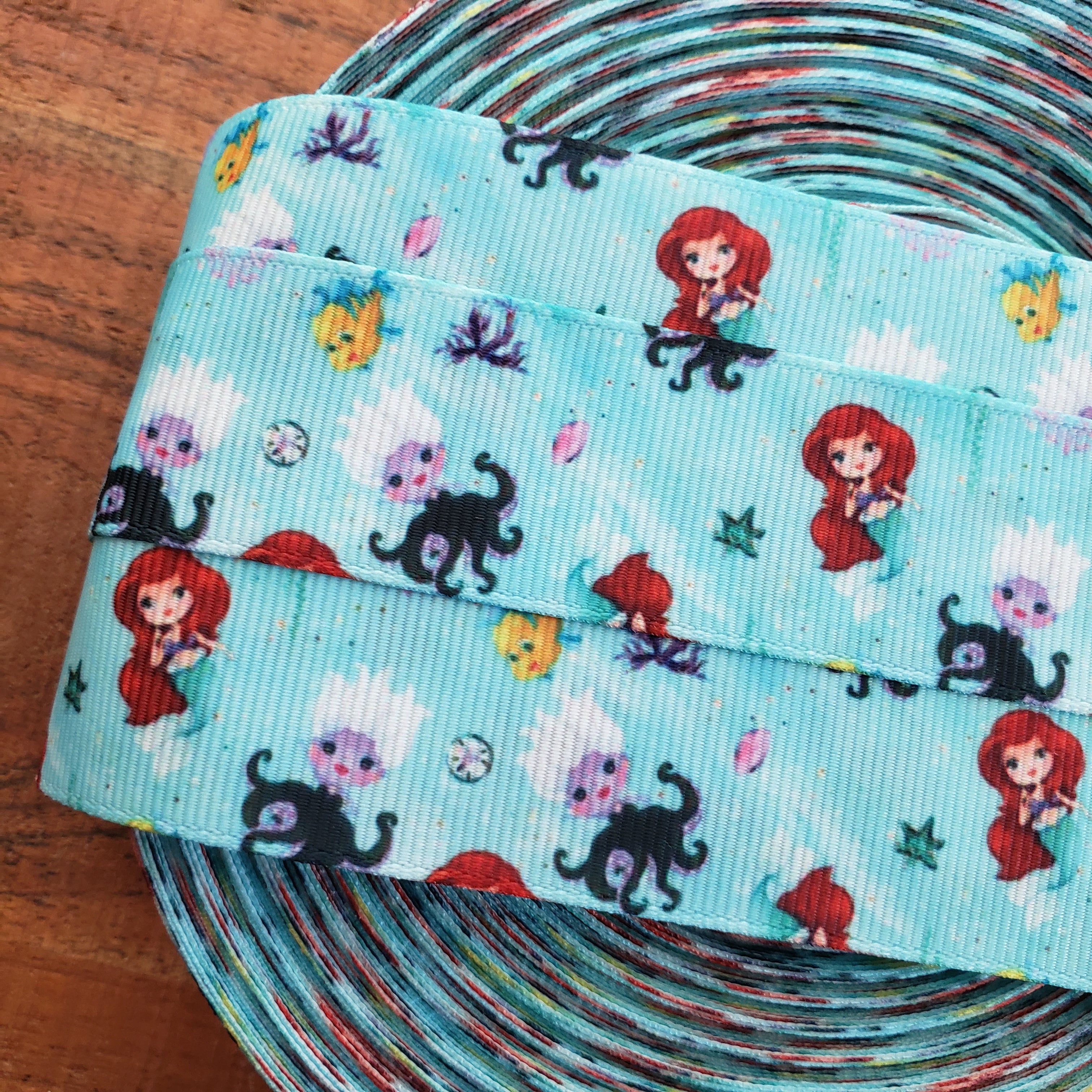 1" Mermaid Printed Grosgrain Ribbon