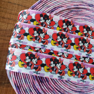 1" Mouse Love Printed Grosgrain Ribbon