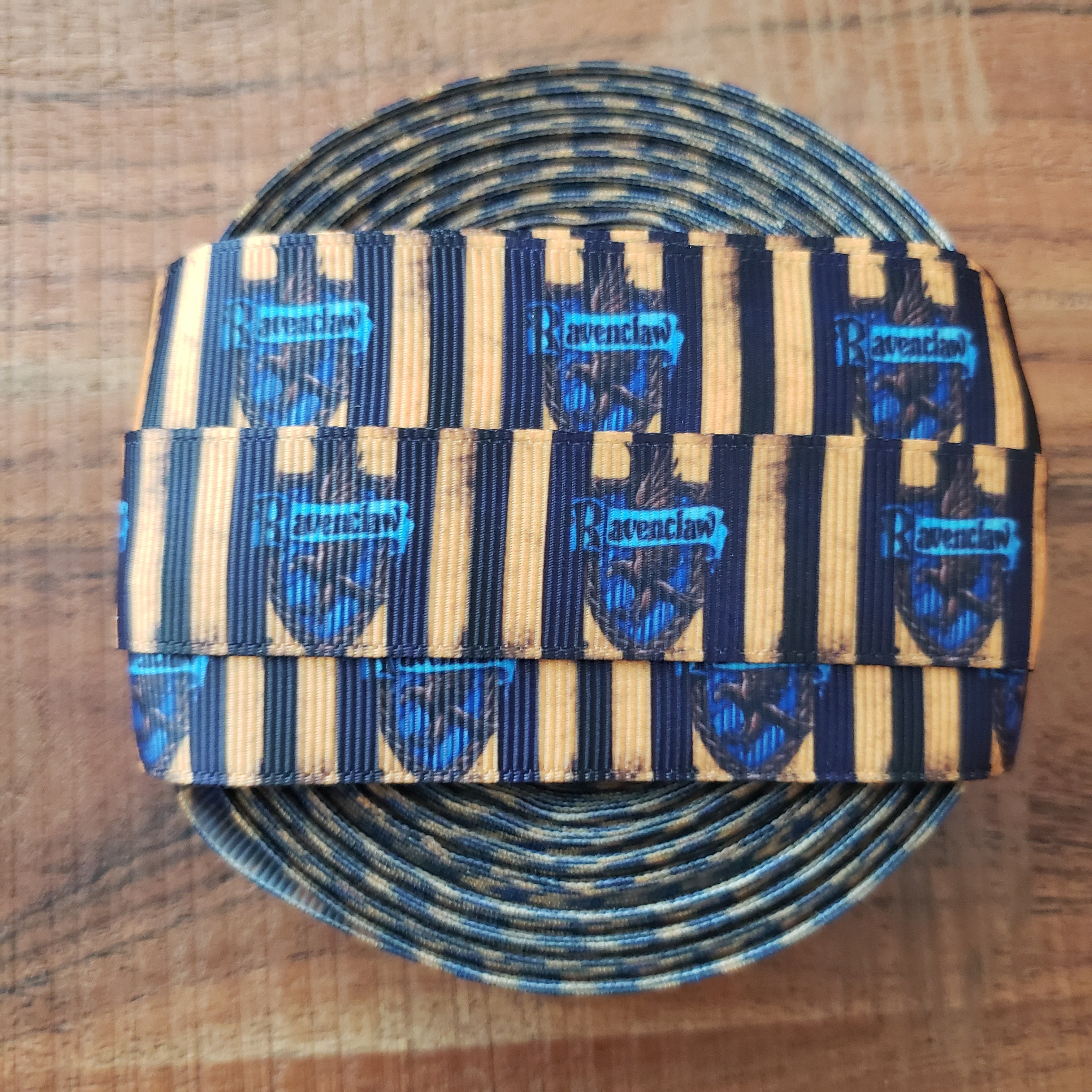 7/8" Blue Wizard House Printed Grosgrain Ribbon