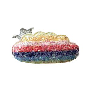 Glittery Rainbow Cloud Hair Applique