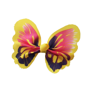 Yellow and Pink Ribbon Butterfly Applique