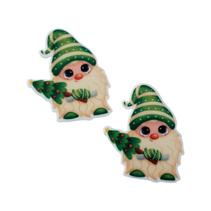 2pc Green Christmas Gnome Planar Resin