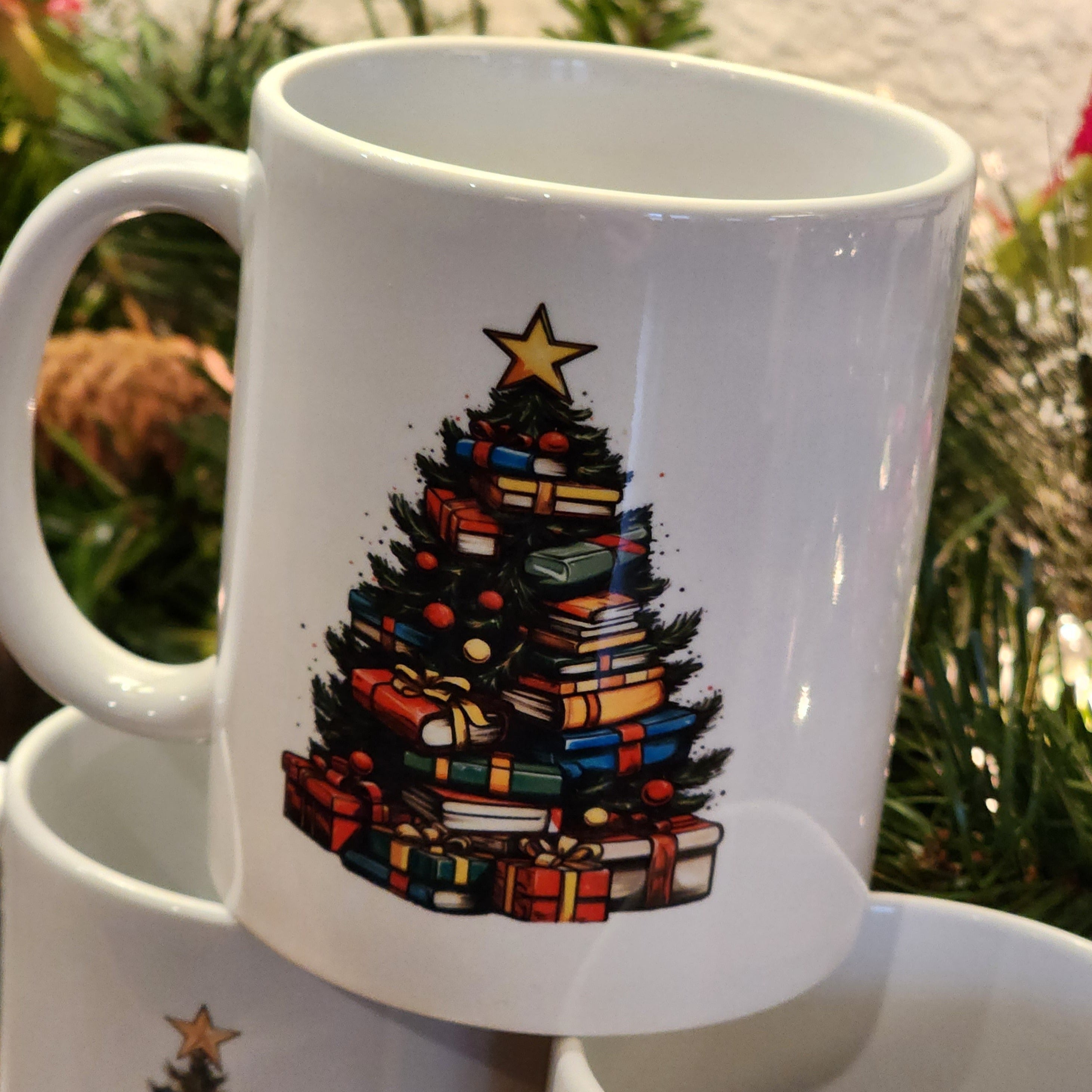 Book Christmas Tree C Ceramic Mug