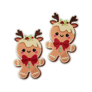 2pc Gingerbread Reindeer Planar Resin